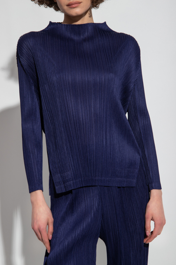 プリーツプリーズ トップス ネイビー　M~L ISSEY MIYAKE Pleats Please Sleeveless Top Indigo Blue Size 3